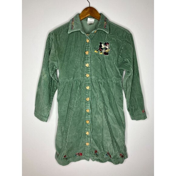 Disney Tops - Disney Corduroy Shirt Dress Mickey Minnie Heart Buttons Women's Small FLAWED